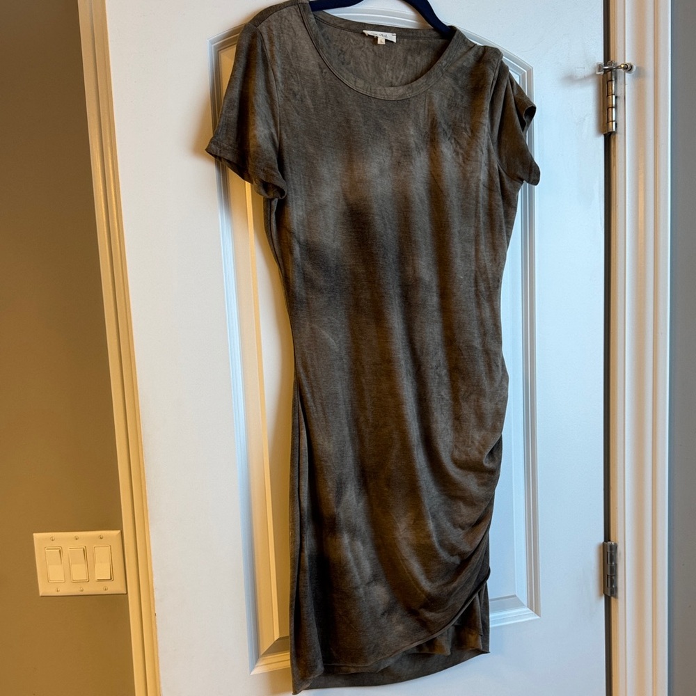 LA MIEL Brown Short Sleeve Midi Dress